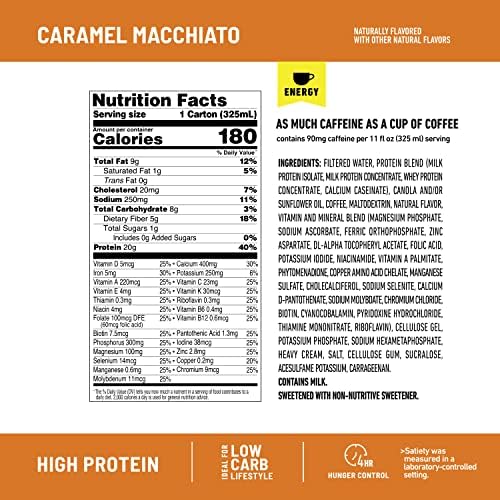 SlimFast Protein Shake with Caffeine, Caramel Macchiato- 20g Protein, Meal Replacement Shakes, High Protein with Low Carb and Low Sugar, 24 Vitamins and Minerals, (Pack of 12) - Image 4