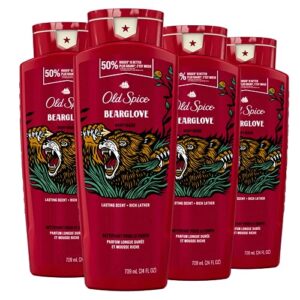 Old Spice Body Wash for Men, 3X Defense, 24/7 Shower Fresh with Long Lasting Lather, Bearglove Scent, 24 fl oz (Pack of 4)