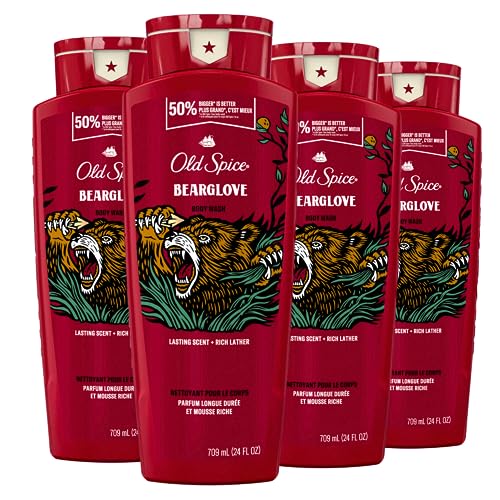 Old Spice Body Wash for Men, 3X Defense, 24/7 Shower Fresh with Long Lasting Lather, Bearglove Scent, 24 fl oz (Pack of 4)