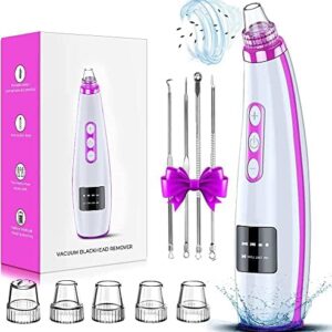 Newest Blackhead Remover Pore Vacuum Upgraded Facial Pore Cleaner Electric Comedone Whitehead Extractor Tool-5 Suction Power,5 Probes,USB Rechargeable Blackhead Vacuum Kit for Women & Men