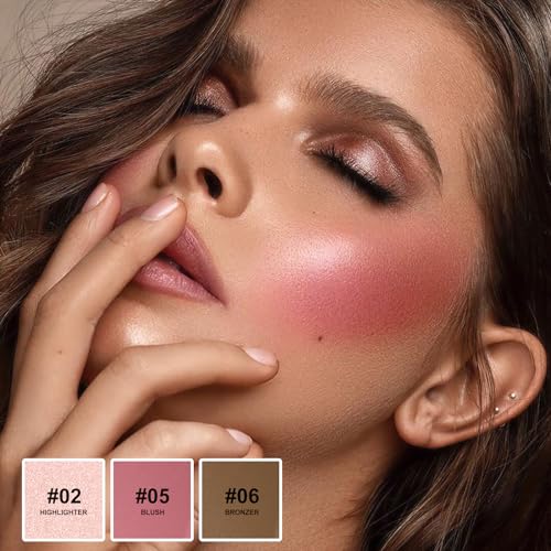 3Pcs Cream Contour Stick Makeup Kit,Shades with Highlighter Stick,Blush Stick and Bronzer Contour Stick for Sculpt the Cheeks,Long Lasting,Waterproof,Matte & Dewy Finish,LIGHT MEDIUM (#02,05,06) - Image 2