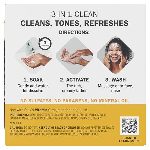 Olay Cleansing Melts + Vitamin C Face Cleanser, 64 ct. total (2 x 32 ct.), Water-Activated Face Wash to Clean, Tone, and Refresh - Image 11