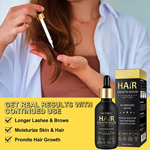 5% Minoxidil for Men and Women Hair Growth Oil, Biotin Serum, Hair Regrowth Treatment for Scalp Hair Loss, Natural, for Thicker Longer Fuller Healthier Hair 2.02 oz - Image 6