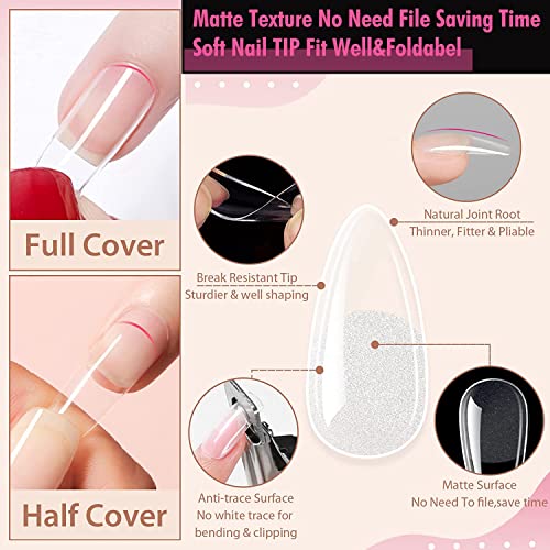 UNA GELLA Almond Fake Nails 216pcs Almond Press on Nails Pre-shape Almond Nails Tips for Full Cover Acrylic Almond Nails French False Nails For Nail Extension Nail Art, DIY Salon 12 Sizes Gelly Tips - Image 3