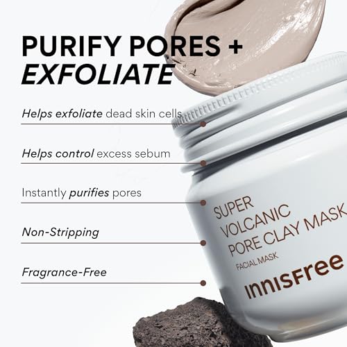 innisfree Super Volcanic Pore Clay Mask, Korean Pore Clearing Clay Mask with Volcanic Clusters and AHA - Image 5