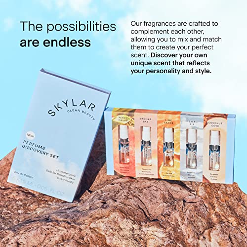 Skylar Perfume Discovery spray Sampler Set - Peach Fields, Vanilla Sky, Lime Sands, Salt Air, Coconut Cove - Hypoallergenic & Clean Perfume for Women & Men - 5 1.5mL - Image 7