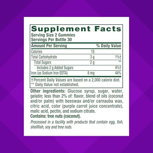 Vitafusion Iron Gummy Vitamin Supplement, Supports Red Blood Cell Production*, Guava Hibiscus Flavor, 30 Servings, 60 Count - Image 3