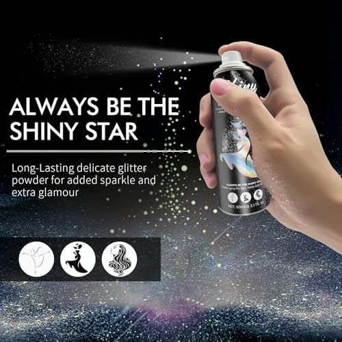 Body Glitter, Body Glitter Spray, Glitter Spray for Hair and Body, Long-Lasting and Quick-Drying Silver Glitter Hairspray Suitable for Stage, Festival Rave and Makeup Prom (2.11 Fl Oz) - Image 2