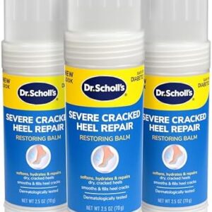 Dr. Scholl's Severe Cracked Heel Repair Restoring Balm 2.5oz, with 25% Urea for Dry, Cracked Feet, Heals and Moisturizes for Healthy Feet, Epsom Salt Soothes, Safe for Diabetics, 3-pack