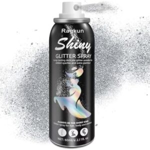 Body Glitter, Body Glitter Spray, Glitter Spray for Hair and Body, Long-Lasting and Quick-Drying Silver Glitter Hairspray Suitable for Stage, Festival Rave and Makeup Prom (2.11 Fl Oz)