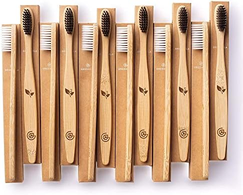 Greenzla Organic Bamboo Toothbrushes, 12 Pack Sturdy BPA Free Soft Bristles Toothbrushes for Adults with Toothbrush Travel Case & Charcoal Dental Floss, Biodegradable & Compostable Wooden Toothbrushes - Image 8