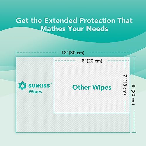 SUNKISS Trustplus Wet Wipes for Adult, Extra Thick 8”x12” Body Cleaning Wipes with Aloe for Elderly Incontinence & Cleansing, 50 Count - Image 2