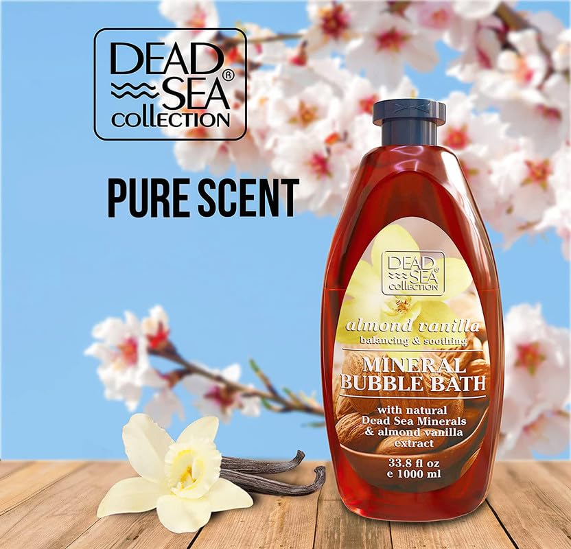 Dead Sea Collection Bubble Bath with Almond Vanilla for Women and Men - Sweet Almond Oil and Dead Sea Salt - Nourishing and Moisturizing Skin - Pack of 2 (67.6 fl.oz) - Image 3