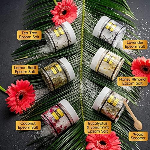 Epsom Bath Salts Gift Set, Relaxing Spa Salt with Essential Oils - Lavender, Eucalyptus Spearmint, Lemon Basil, Coconut, Tea Tree, Honey Almond, Self Care Elephant Gifts for Women Who Have Everything - Image 2
