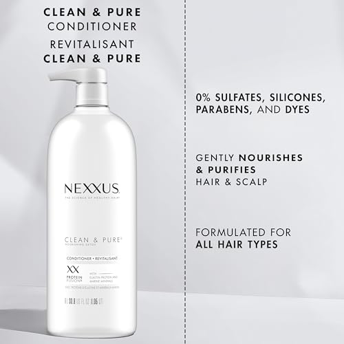 Nexxus Clean and Pure Conditioner, With ProteinFusion, Nourished Hair Care Silicone, Dye And Paraben Free 33.8 oz - Image 3