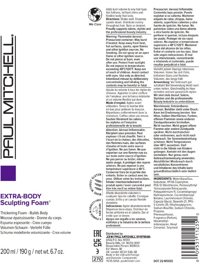 Paul Mitchell Extra-Body Sculpting Foam, Thickens + Builds Body, For Fine Hair - Image 7