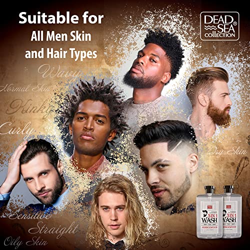 Dead Sea Collection 3 In 1 Body Wash For Men With Pure Amber Wood Oil – All In One Soap For Men – Shampoo, Face Wash, Shower Gel For All Skin Type - Moisturizing Body Wash, 33.8 Fl Oz (2-pack) - Image 7