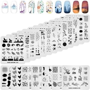 KADS 20pcs Nail Stamp Plates Set Nails Art Stamping Plates Leaves Flowers Animal Nail Plate Template Image Plate (20 Pcs)