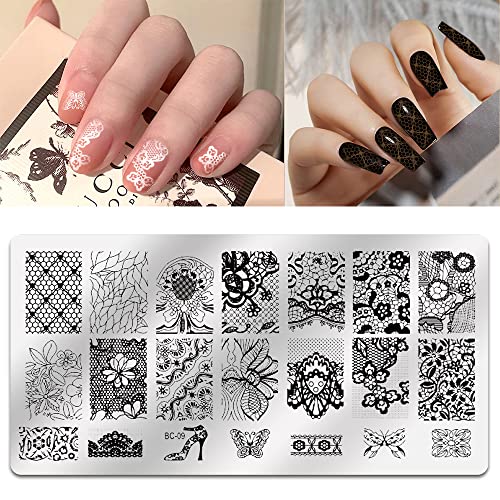 Biutee 5pcs Nail Stamping Plates + 1 Stamper + 1 Scraper Lace Flower Animal Pattern Nail Art Stamp Stamping Template Image Plate Nail Art Stamper Scraper Nails Tool - Image 4