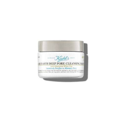 Kiehl’s Rare Earth Deep Pore Cleansing Mask, Pore-Minimizing Face Mask for Clogged Pores, Detoxifies & Refines Skin, Absorbs Excess Oil, with Amazonian White Clay & Aloe Vera, for Normal to Oily Skin