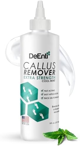 DeEnti Callus Remover for Feet, Extra Strength Foot Callus Remover Gel, 8oz Salon Grade Home Pedicure Supplies for Dry Skin, Cracked Heel, Professional Strength Callus Remover Foot Care, Cool Mint