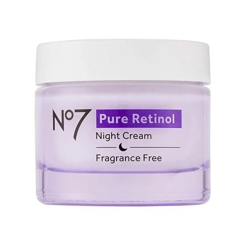 No7 Pure Retinol Night Cream – Collagen-Boosting Retinol Cream that Visibly Smoothes, Plumps & Firms Complexion – Dermatologist Approved & Fragrance-Free (1.69 Fl Oz)