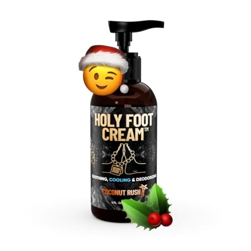 Derm Dude Holy Foot Cream, Moisturizing Foot Cream for Dry Cracked Heels, Foot Odor Eliminator, with Arrowroot, Deoplex and Aloe, Coconut Rush Scent