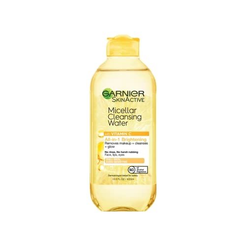 Garnier Micellar Water with Vitamin C, Facial Cleanser & Makeup Remover, Brightening & Hydrating, For All Skin Types, Vegan, Cruelty Free, 13.5 Fl Oz (400mL), 1 Count