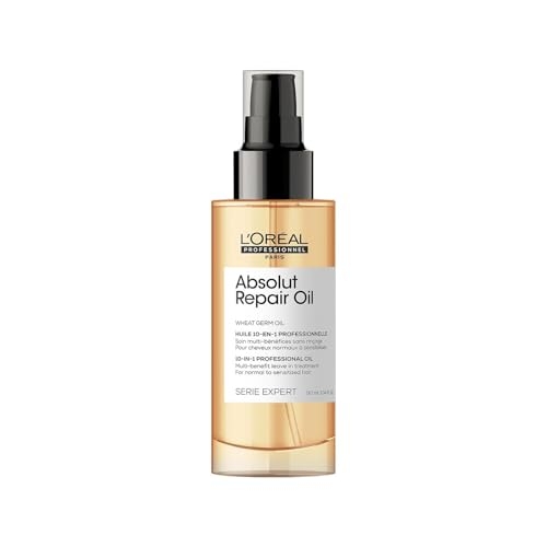 L’Oreal Professionnel Absolut Repair 10-in-1 Leave-in Oil | Nourishes, Resurfaces & Repairs | With Quinoa & Proteins | For Dry & Damaged Hair | 3.04 Fl. Oz.