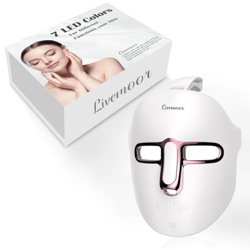 Led Face Mask Light Therapy, 7-1 Colors LED Facial Skin Care Mask, Red Light Therapy Mask for Face, White