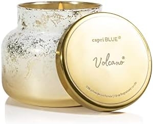 Capri Blue Glimmer Signature Jar – Volcano Scented Candle with Ombre Glass Candle Holder – Luxury Aromatherapy Candle – 19 Oz – White and Gold