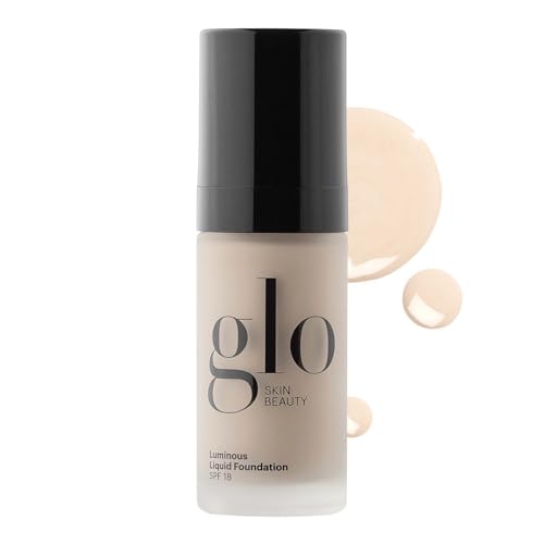 Glo Skin Beauty Luminous Liquid Mineral Foundation Makeup with SPF 18 (Porcelain) – Improves Uneven Skin Tone, Smooths & Corrects Imperfections, Sheer to Medium Coverage, Dewy Finish