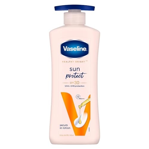 Vaseline Healthy Bright Sun Protection Body Lotion SPF 30 400 ml, Daily Moisturizer for Dry Skin, Gives Non-Greasy Glowing Skin – For Men & Women