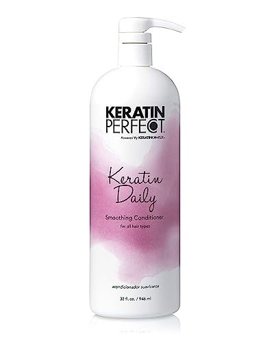 Keratin Perfect Keratin Daily Smoothing Conditioner – Hydrating, Healing, Detangling Keratin Nourishment for Damaged Hair – Boost Volume and Control Frizz – Clean Ingredients for Hair Health – 32 oz