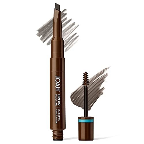 JOAH Brow Down To Me Dual Brow Pencil and Gel, Triangular Tip, Tinted Gel, Long-Lasting Vegan Formula, Smudge-Free Pencil Tip, Lightweight, Water-Resistant, Black Brown