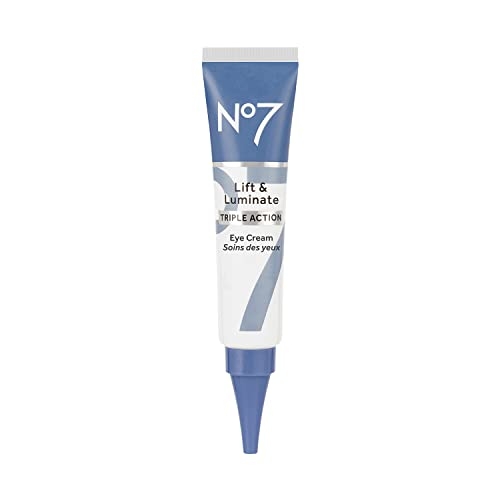 No7 Lift & Luminate Triple Action Eye Cream – Anti-Aging Under Eye Cream for Dark Circles, Puffiness & Wrinkles – Formulated with Vitamin C to Brighten and Refresh Tired Eyes (0.5 Fl Oz)