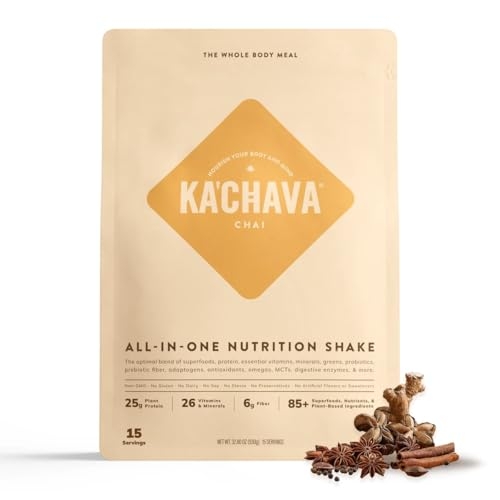 Ka’Chava Meal Replacement Shake – A Blend of Organic Superfoods and Plant-Based Protein – The Ultimate All-In-One Whole Body Meal. 15 meals per bag. (Chai), 32.2757 Ounce
