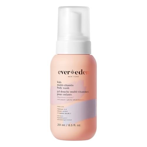 Evereden Multi-Vitamin Kids Body Wash (8.5 fl oz., Cool Peach): Gentle Kids Body Wash Sensitive Skin Nourishment & Hydration Formula | Clean Non-Toxic Body Wash for Kids |