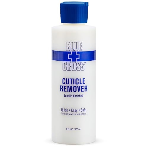 Blue Cross Cuticle Remover Liquid, Cuticle Softener for Nails, Professional Nail + Cuticle Care with Lanolin for Brittle Nails, Hang Nails, Hydrating, Moisturizing, Dry Cuticles, Made in USA, 6oz