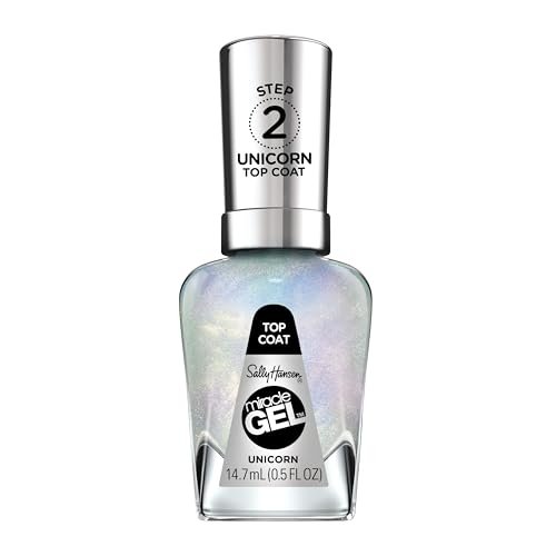 Sally Hansen Miracle Gel™, Unicorn Top Coat, Long Lasting, Gel-Like Formula, No UV Lamp Needed, Glitter Nail Polish