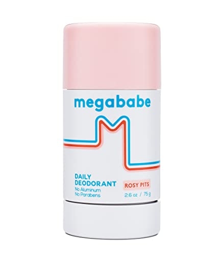 Megababe Daily Deodorant – Rosy Pits | Aluminum-Free, Clear & Clean | 2.6 oz