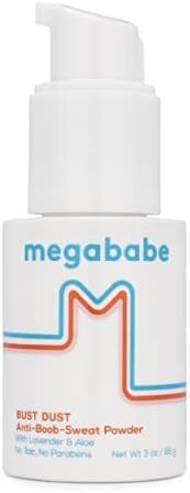 Megababe Sweat Absorbing Body Powder – Bust Dust | with Applicator Pump | Talc-Free, All Natural | 3 oz