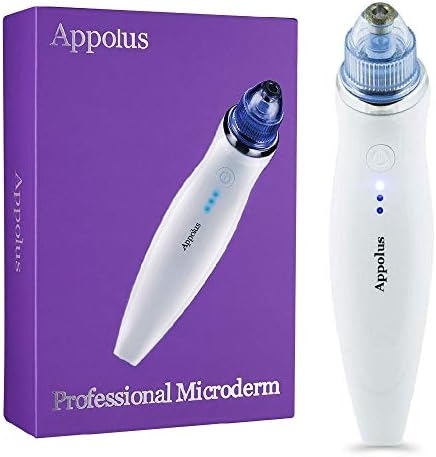 Microdermabrasion Machine – Appolus Premium Diamond Microdermabrasion Anti-Aging SkinTightening Device – 2 Diamond Tips – 5 Heads – Blackhead Blemishes Remover – Pore Line Wrinkle Sagging Minimizer