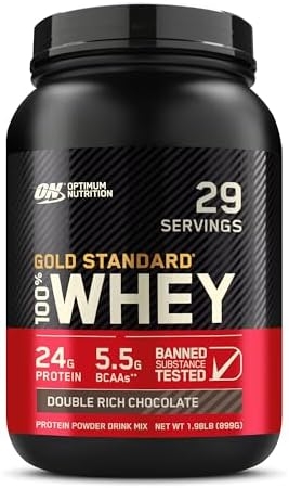 Optimum Nutrition Gold Standard 100% Whey Protein Powder, Double Rich Chocolate, 2 Pound (Packaging May Vary)