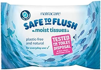 Natracare Safe to Flush Moist Tissues, Made of 100% paper and an Organic and Natural formula with Aloe Vera and Witch Hazel (1 Pack, 30 wipes total)