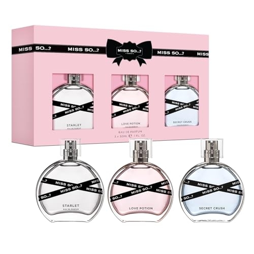 So…?…? Miss Set – Perfumes for Women with Floral, Fruity and Vanilla Perfume Notes – 800 Sprays – Gifts for Women – 3 pcs Gift Set