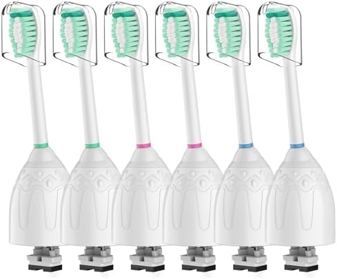 Toothbrush Heads for Philips Sonicare Replacement Brush Heads Medium Soft Dupont Bristles Electric Toothbrush Replacement Heads Fit E-Series Essence Xtreme Elite Advance and CleanCare, 6 Pack