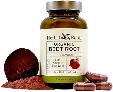 Herbal Roots Organic Beet Root Powder Capsules – 1,500mg per Serving – Certified USDA Organic – Non-GMO – 60 Count Vegan Capsules