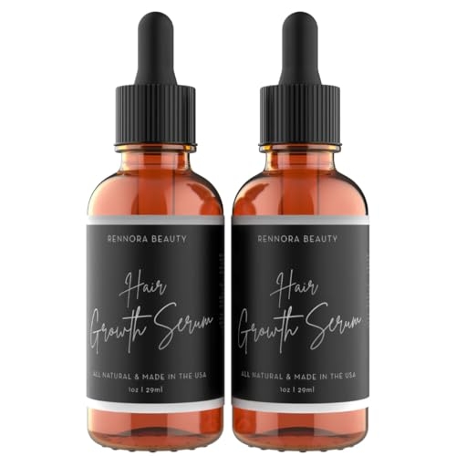 Rennora Hair Growth Serum Designed for Black Women with Organic Herbs and Natural Vitamin, No Chemicals (1oz per bottle, 2 Pack)