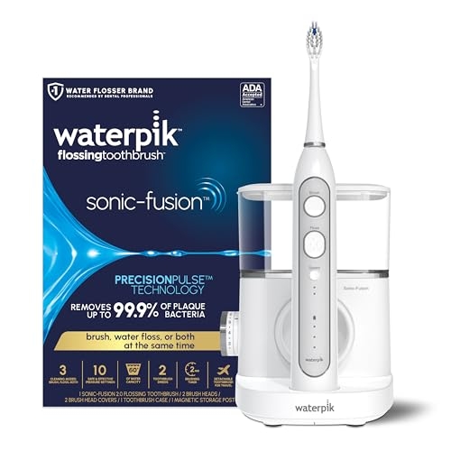 Waterpik Sonic-Fusion 2.0 Professional Flossing Toothbrush, Electric Toothbrush and Water Flosser Combo In One, White SF-04, Packaging May Vary